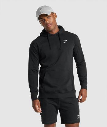 Bluzy Z Kapturem Męskie Gymshark Crest Czarne | PL 3578AHK